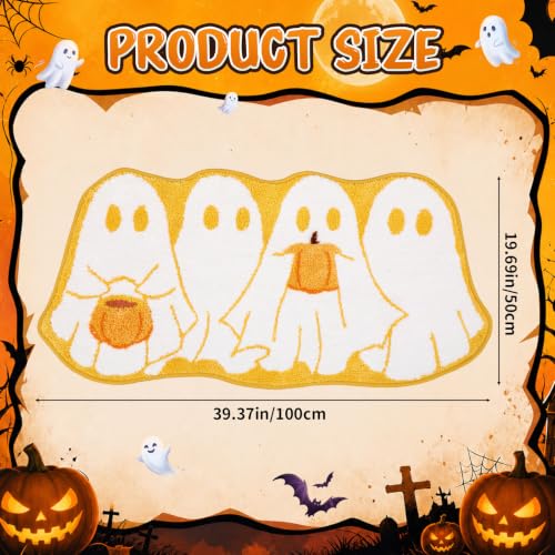 Halloween Ghost Bathroom Rug - 39.4 x 19.7 Inch Absorbent Non Slip Bath Mat - Cute Fall Decor