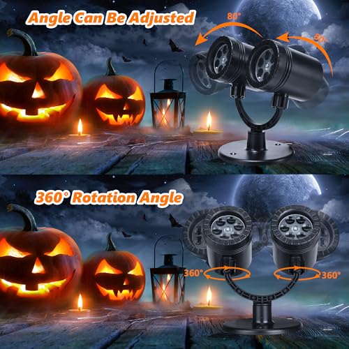 Halloween Projector Lights Outdoor Double Head Ghost Skeleton Devil Pumpkin with Timer