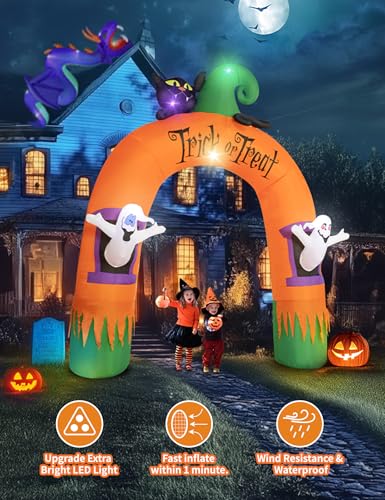 Halloween Inflatable Archway 10FT Black Cat Ghost & Cornucopia Yard Decoration - Variation of THIS listing