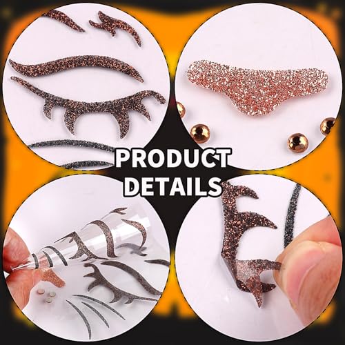 Animal Face Glitter Tattoos - Lion Variation, 2 Sheets Halloween Costume Accessories