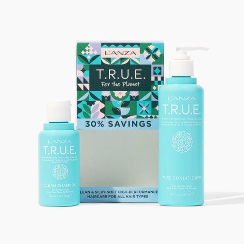 L'ANZA T.R.U.E. Duo Hair Kit - Anti-Frizz Clean Shampoo & Pure Conditioner Set | Vegan, Paraben-Free, Gift Box (2/8 Fl Oz)