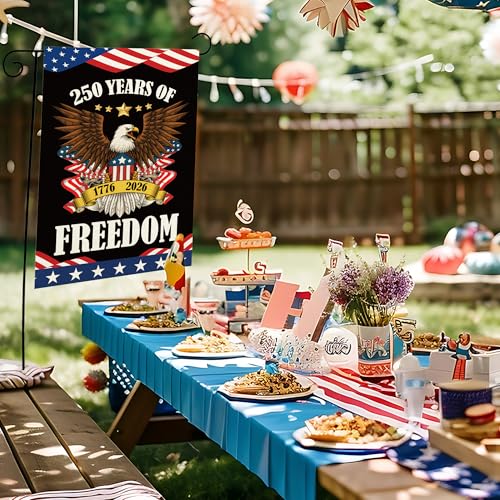 America Flag Garden Banner - Patriotic Eagle Design 12x18 Inch Decor