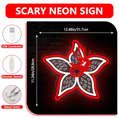 Stranger Movie Neon Sign - Character Variation Neon Wall Light for Game Room & Halloween