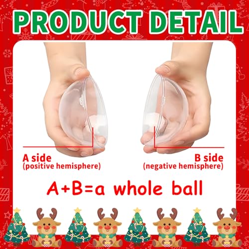 50 Pcs Clear Fillable Christmas Ornaments - 5 Sizes DIY Transparent Decoration Balls
