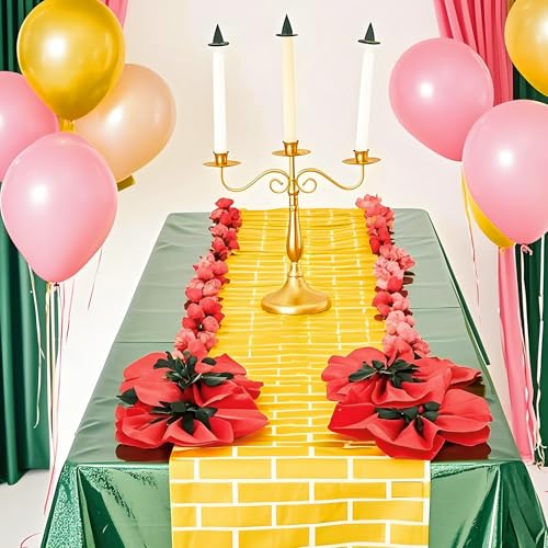 Yellow Brick Table Runner - 48 Pcs Wizard Party Decorations - Brick Variation