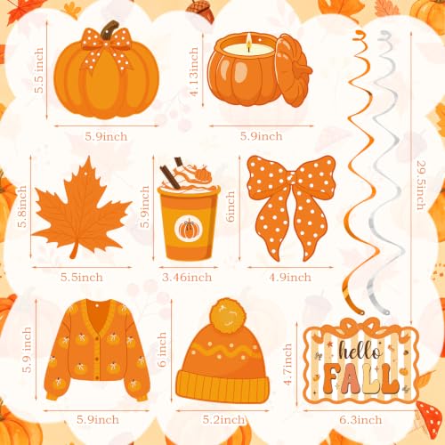 Fall Hanging Swirls Decorations - Pumpkin, Maple Leaf & Hello Fall Banner Set