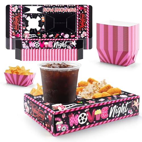 Valentine’s Day Movie Night Snack Trays & Decorations - Heart Love Party Favors - Movie Night Valentine