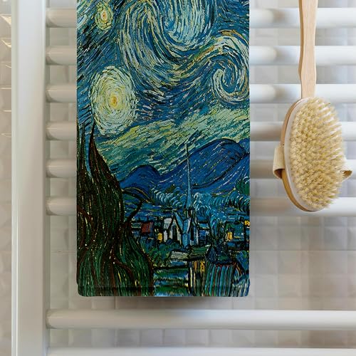 3D Rose 15 x 22 Inch Microfiber Cotton Towel - Starry Night Van Gogh Design - Hand & Sports Use