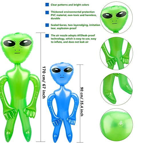 Inflatable Alien Party Decorations - Jumbo 35 and 67 Inch Sets for Halloween and Space Themes