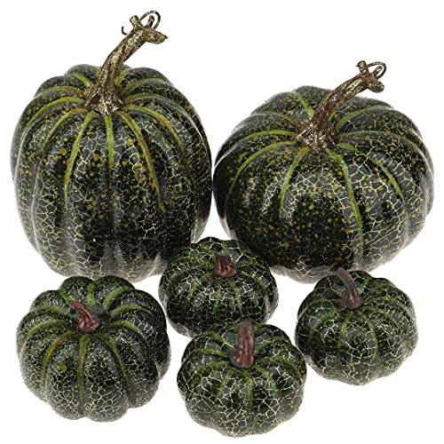 Green Artificial Foam Pumpkins for Halloween & Fall Decorations - 6 Pack