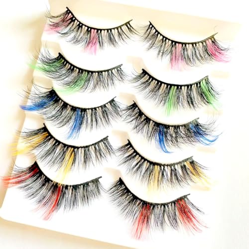 Ombre Colored Fluffy Wispy False Eyelashes with Silk Protein - Mixed-AG02