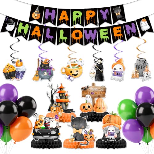 Black Halloween Decorations Outdoor Indoor Party Supplies Boo Banner Balloons