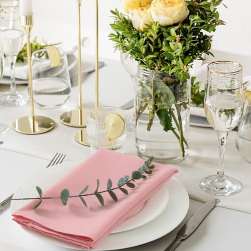 Pink Cloth Napkins Set of 8 - 18x18 Inch Microfiber Dinner Party Tableware
