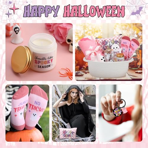 Pink Halloween Boo Gift Basket for Women - 8 Pcs Festive Stuffer Set