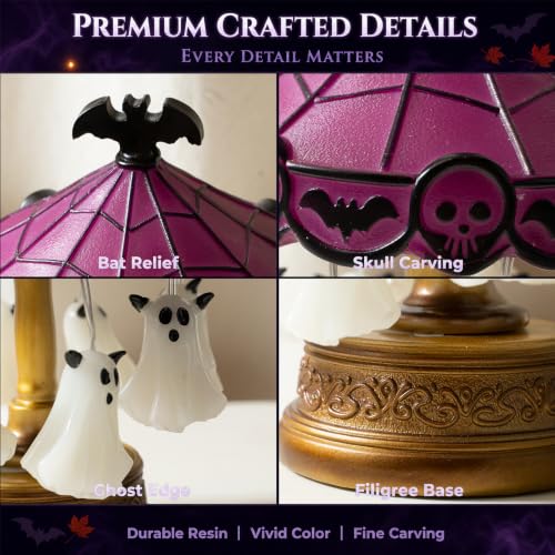 Halloween Ghost Carousel Night Light - Spinning Ghost Lantern Decor - Multicolor Spooky Lamp