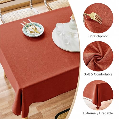 Textured Rectangle Table Cloth 60x84 Inch - Maple-Leaf Red Fall Decor