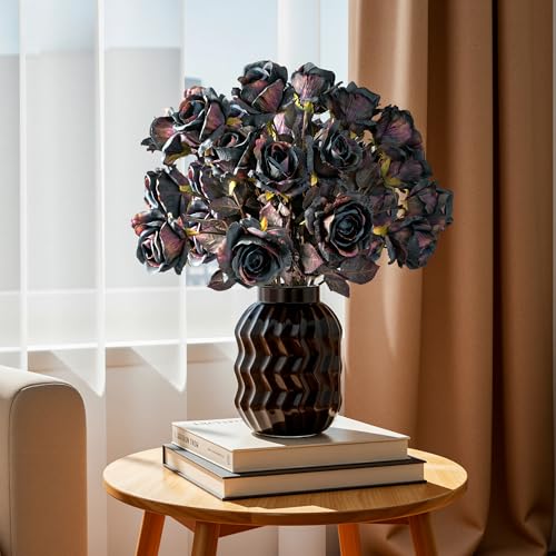 Dark Blue Artificial Roses 20PCS Long Stem Silk Flowers for Vase Indoor Outdoor Decor