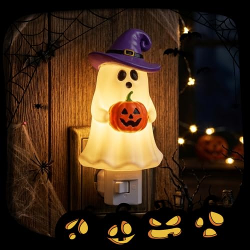Halloween Ghost Pumpkin Night Light Plug-in - Festive Resin Decor - Variation: Halloween Ghost