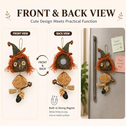 Halloween Witch Decor - Handmade Dried Fruit Shell Ornament for Fall & Halloween