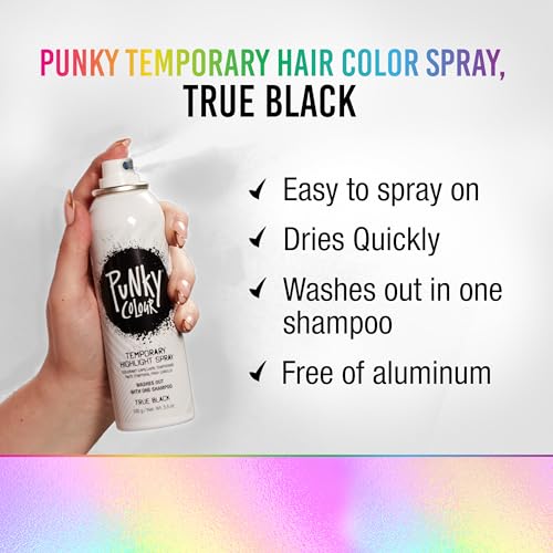 Temporary Hair Color Spray - Black Highlights, Fast-Drying, Travel Size