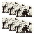 Halloween Spooky Haunted House Placemats Set of 6 - 12x18 Inch Rectangular, Beige