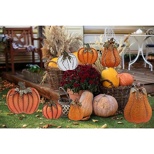 Metal Pumpkin Decoration for Home S-b Free Standing Fall Harvest Halloween Decor