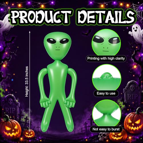 Halloween Alien Inflatable Decorations Set with Cow - Outdoor Party & Yard Display