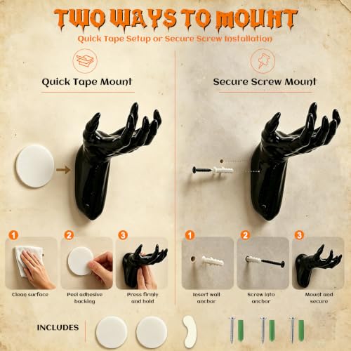 Gothic Reaching Horror Hands Wall Decor Set - Creepy Halloween Home Accent
