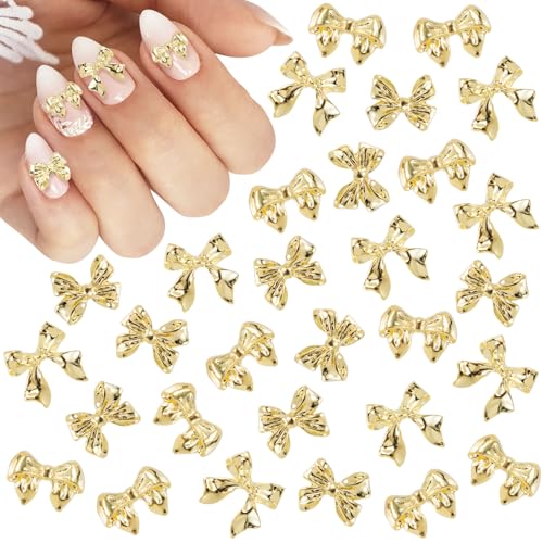 90Pcs Gold Bow Nail Charms for Nail Art & Crafts - 3 Styles