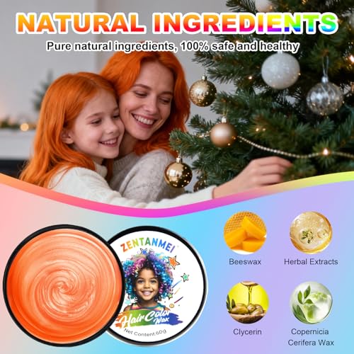Temporary Hair Color Wax - Washable Bright Orange for Party & Cosplay