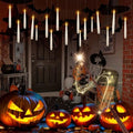 White Floating Candles with Magic Wand Remote - 12 Pack LED Taper Flickering Lights for Halloween Christmas Home Party