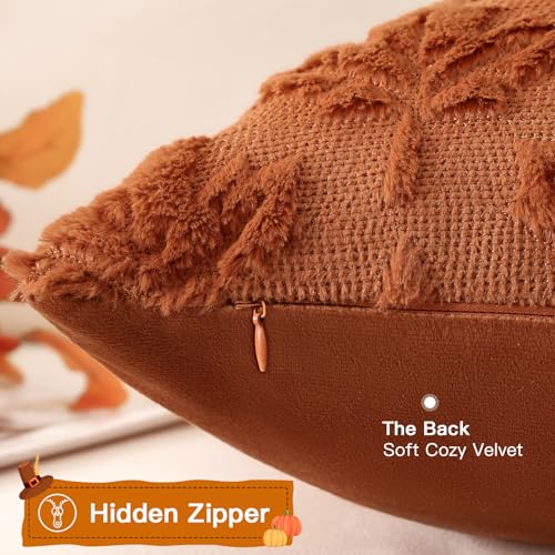 Artscope Rust Maple Leaf Fall Pillow Covers 16x16 Set of 2 Autumn Decor