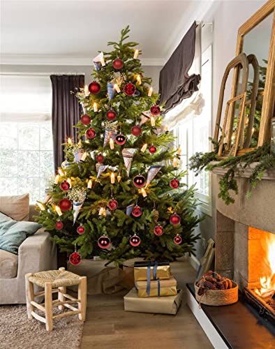 Christmas Ball Ornaments Set - Red 3.15 Inch Shatterproof Holiday Tree Decorations (12 pcs) with Hanging Loops