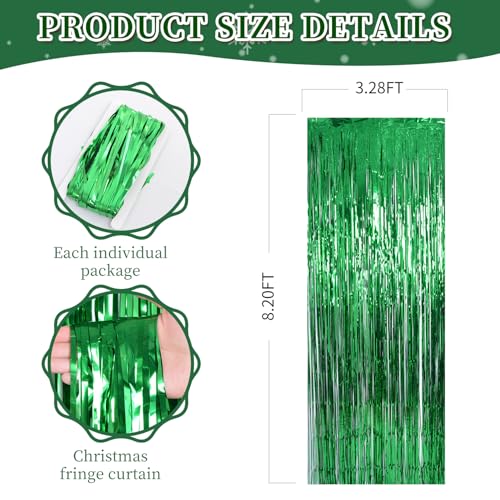 Green Fringe Backdrop Streamers for Party Decorations 2 Pack - 3.3 x 8.2 Feet