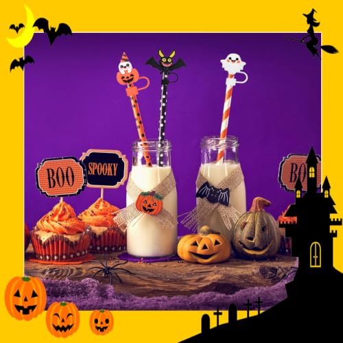 Halloween Ghost Silicone Straw Cover Cap for 30oz/40oz Stanley Tumbler - Bat Variation