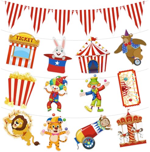 Circus Theme Party Decorations Set Banner Backdrop Supplies - 18 Pcs