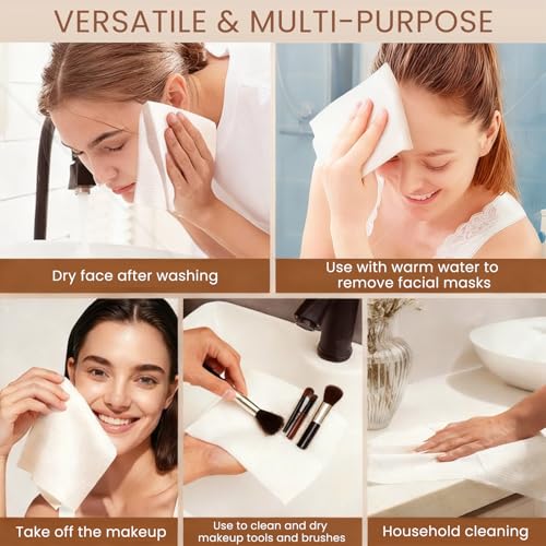 Disposable Face Towels 100% Viscose Extra Large Lint-Free Makeup Remover Wipes, 50 Count