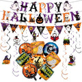 Halloween Party Decorations Kit - 22Pcs Foil Balloons Banner Swirls - Holiday Festive Decor