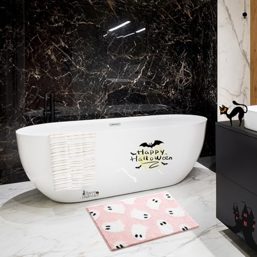 Moutina Ghost Bathroom Rug 20x32 Inch Pink Halloween Bath Mat - Whimsical Decor
