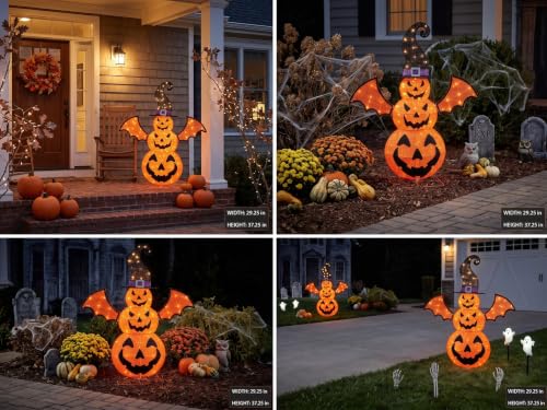 Outdoor 3-Tier Lighted Jack-O-Lantern Pumpkin Halloween Decor