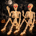 Halloween Lighted Skeleton Decoration with White LED Light and Red Eyes - 2PCS