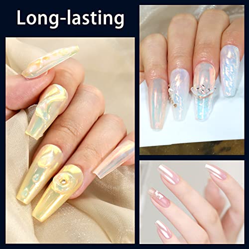 Allstarry Unicorn Chrome Nail Powder - Sunset Field Iridescent Pearl Glitter