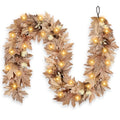 Fall Wheat 9 FT Lighted Autumn Garland with Timer and 30 Warm Lights
