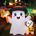 Halloween Inflatable Ghost and Puppy Set with LED Lights - Outdoor Yard Decor