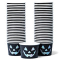 Confettiville Jack-O-Lantern Ice Cream Cups - Black & Silver Halloween Party 50 Count 9Oz