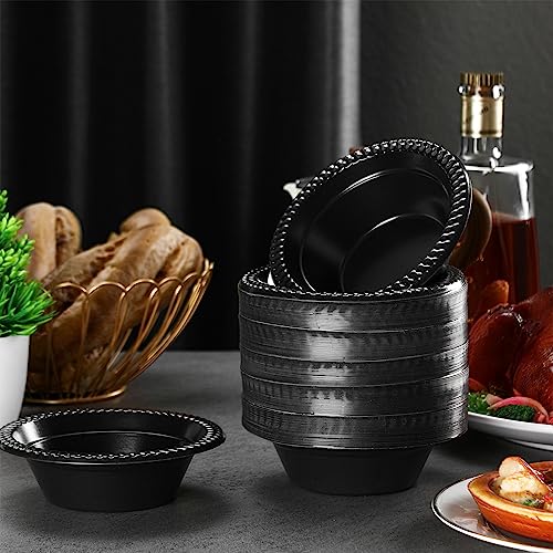 Black Disposable Plastic Bowls, 160 pcs, 12oz for Halloween Parties & Food Serving - Variation: Black