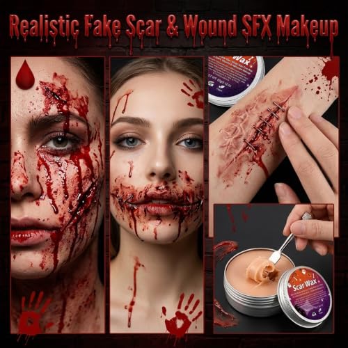 Halloween SFX Makeup Kit Scar Wax Fake Blood Latex Tools - Variation 01