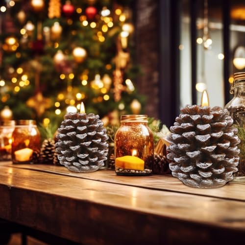 2-Pack LED Pine Cone Flameless Candles - Battery Operated Holiday Decor