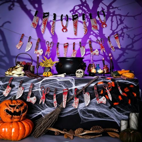 Halloween Bloody Weapon Garland Set - 20pcs Spooky Horror Decorations for Party