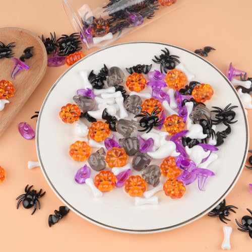 Halloween Acrylic Spider Pumpkin Bat Ghost Skull Vase Fillers Set - 160 Pieces